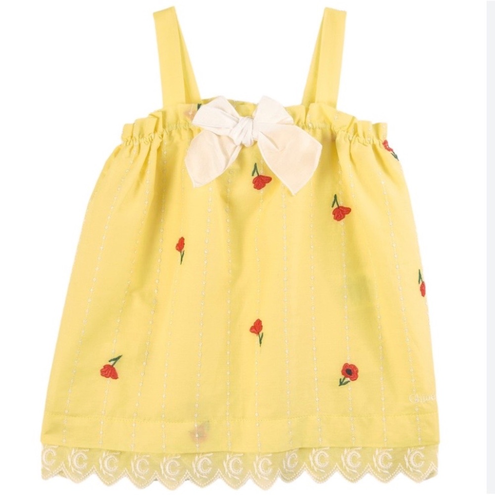 CHLOE Floral Embroidered Yellow Dress